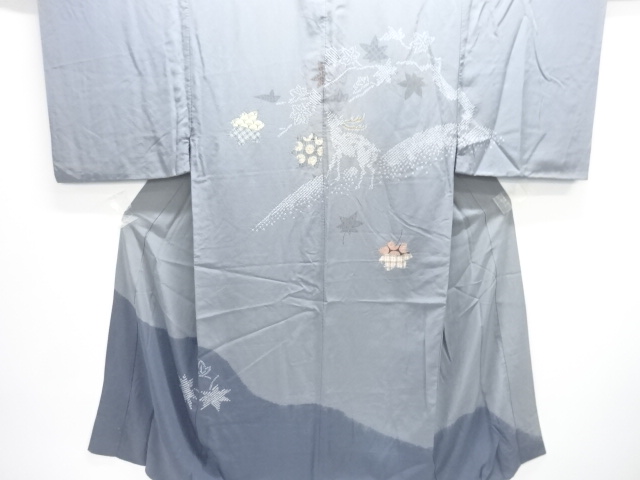 アンティーク　絞り楓に鹿模様男物長襦袢